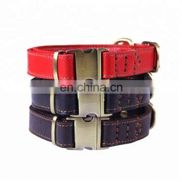 Custom Strong Metal Buckle Luxury Real Leather Dog Collar photo-3