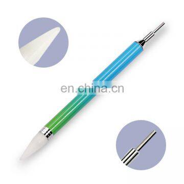 2 Head Gradient Handle Wax Dotting Pencil for Pick Up Nail Rhinestones Gel Applicator photo-3