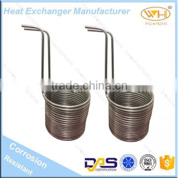 Immersed coiled tube heat exchanger for plating tank