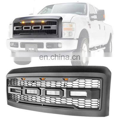 LED Grille Fits 2008-2010 F250 Raptor Style Front Upper Grille W/ Letters