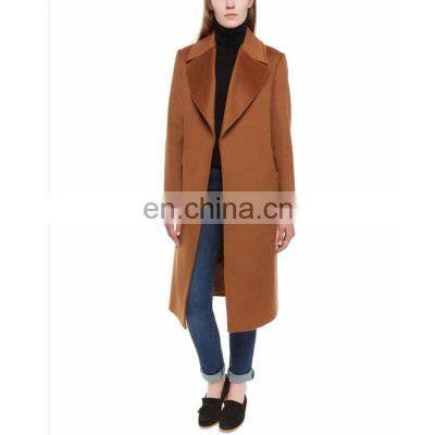 European Style Fashion Design Solid Color Women Long Cardigan Coat