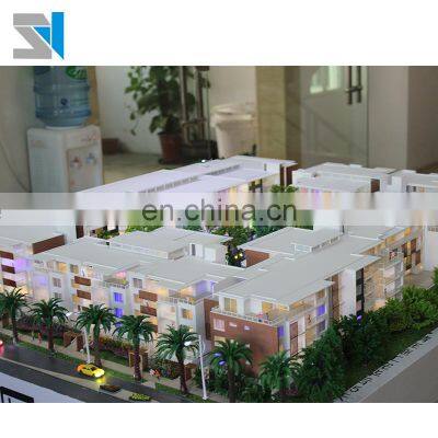 1/100 scale apartment model with landscape details, architectural miniature models