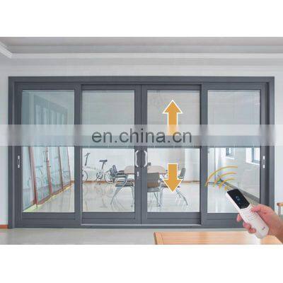 Cheap aluminum profiles sliding tempered glass sliding door with blinds designs