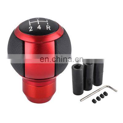 Automobile Universal Red Aluminum Gearshift Head Original Manual Gear Handle Gear Head Genuine Leather