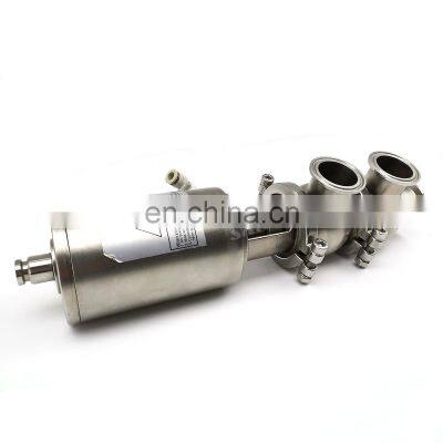 Sanitary welded pneumatic air operated stop reversing valve divert seat valve