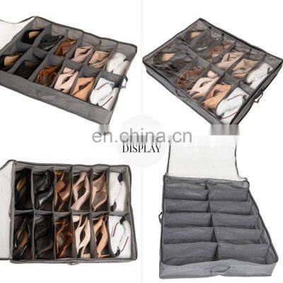 Wholesale PVC Breathable Under Bed Shoe Storage Box Closet Storage Solution With Clear Window Fits Total 12 Pairs photo-2