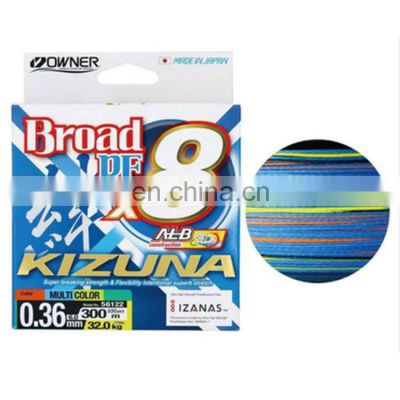 High Quality Wholesale 150m 300m pe line 8 strands braided OWNER KIZUNA fishing line