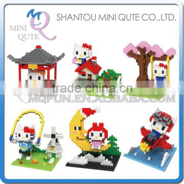 Mini Qute BOB 6 styles kawaii 3D hello kitty moon plastic kids figures diamond building blocks brick model educational toy