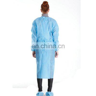 Blue Disposable Non Woven Protective Isolation Gown With Cuff