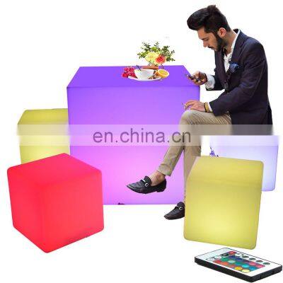 outdoor Party Event decorating supplies led bar cube chairs illuminated cube stool plastic led cube seating