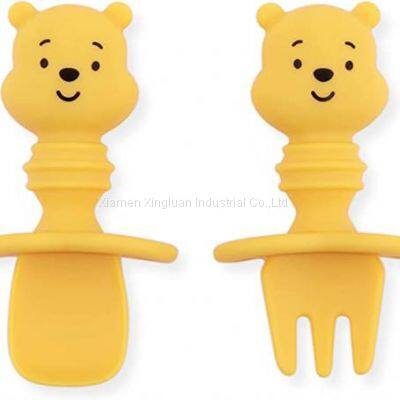 Silica Gel Baby Spork Cutlery Set, Training Kit, Guided Weaning for Infants Over 6 Months Old photo-2