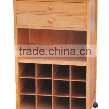 Wooden wine cabinet trolley