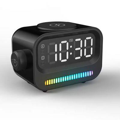Top Fashion Dual Alarm Clock Radio Led Light Portable Bluetooth Speaker photo-3