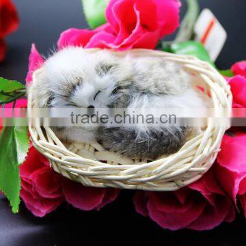 Cute Small Sleeping Plush Toy Cat With Long Fur photo-4