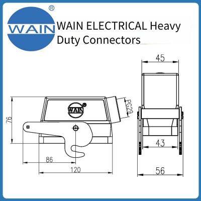 Wain Heavy-duty Connector H24b-seh-1l/c-pg29, Rectangular Connector With Metal 24b Housing, Aviation Plug photo-3