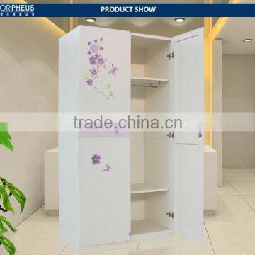 Bedroom Furniture Set Double Door Metal Wardrobe 2 Shelves KD White American Flexible Wardrobe photo-2