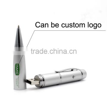 OEM Pendrive 2GB / 4GB / 8GB Metal Silver USB Pen Drive With Logo Custom And LED Light