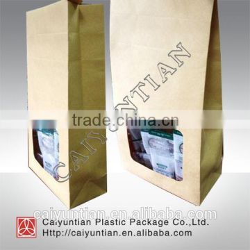 eight sides kraft paper pouch bag with clean window