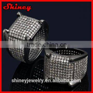 2014 high quality factory design micro pave cz new model black gold mens designer finger rings