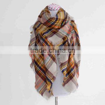 New Style Winter Woman Fashion Square Classical Plaid Wool Scarf photo-6