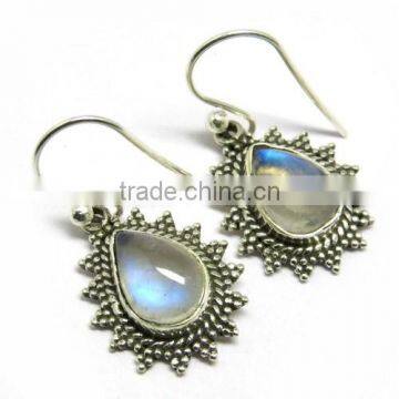 Awesome Design Rainbow Moonstone 925 Sterling Silver Earring