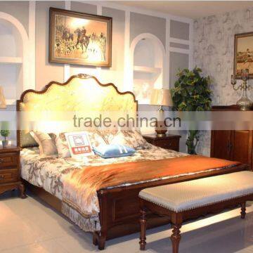 Antique Bedroom Furniture Solid Wood Queen Size Bed AET-YT51 photo-2