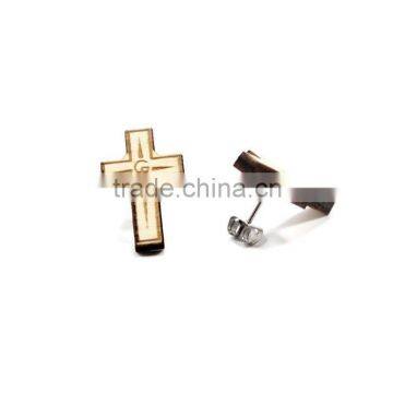 Good Wooden Cross Stud Earring Wood One Size