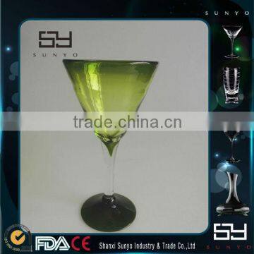 Decorative Green Tumbler and Black Base Colored Martini Glasses