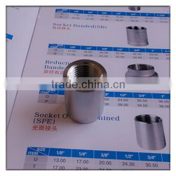 Hot-sale!! 150# 1/2" stainless steel BSPP BSPT DIN2999 NPT female thread stragith full coupling