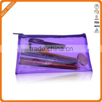 Customized Logo Printed Zip Top Slide Zipper PVC Bag for Pencil