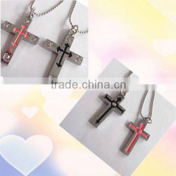 fashion zinc alloy cross couple necklace