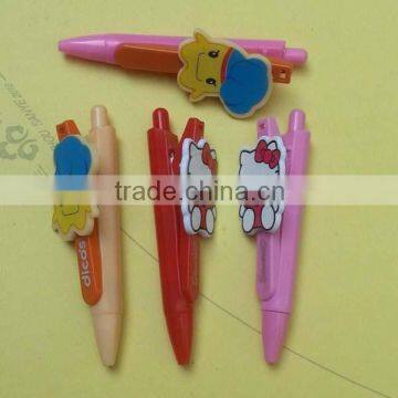 Short cartoon Barrette clip plastic pen