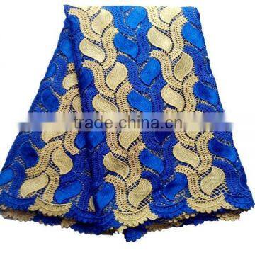 2016 Embroidered high quality african lace fabrics / heavy guipure lace fabric / embroidery cord lace in stock