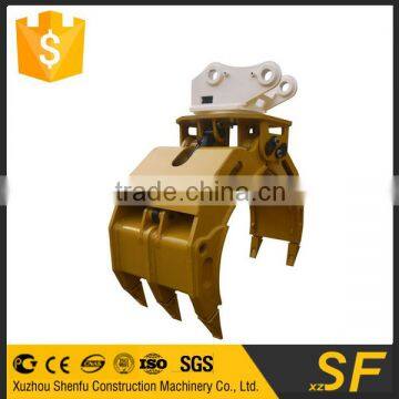 excavator rotating rock stone grab