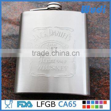 10oz embossed logo hip flask with custom logo on it HF010