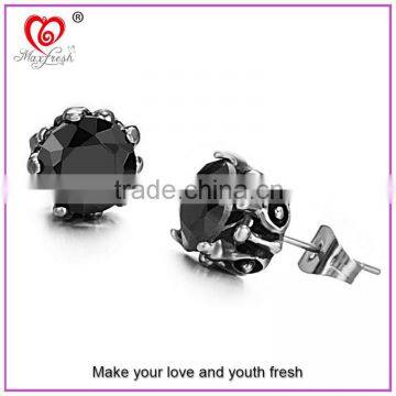 Wholesale Jewelry Hotsale Simple Unisex Round Cut Basket Rhinestone Zircon CZ Faceted Ear Stud Stainless Steel Earring photo-2