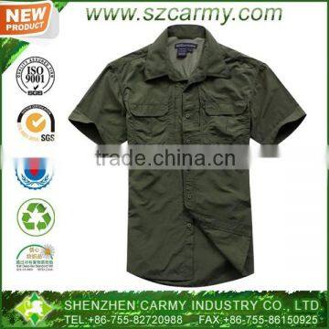 2014 new style Summer quick dry men's short sleeve olive green military tactical shirt