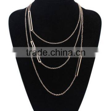 European Fashion Gold plated glaze oblong Pendant Multi Layer Chain Necklace GJ-069