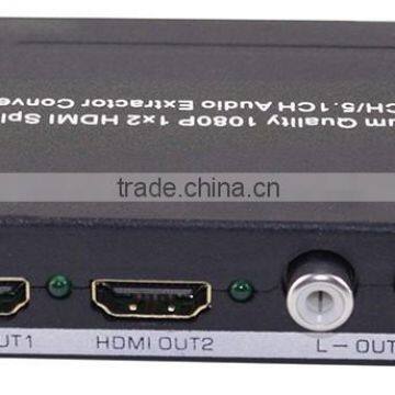 2 port HDMI Audio Extractor Converter with HDMI Splitter 1x2