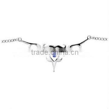 TRIBAL HEART No.1 Sapphire Blue Gem BACK Belly Chain