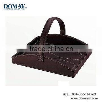 Decoractive PU leather hotel guest room shoe basket