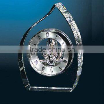 Hot clear crystal flame shape mechanical table clock art crafts