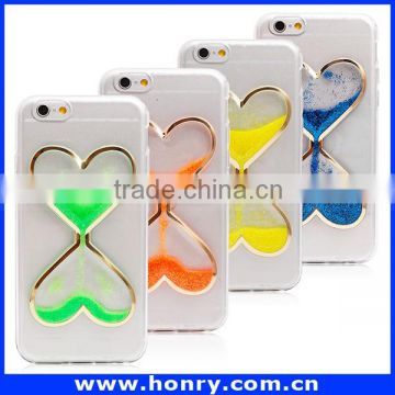 Factory supplier glow at night heart quicksand TPU case for iphone 6