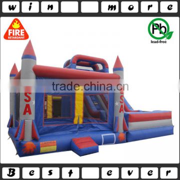 giant commercial used indoor lead free safe park inflatable bouncer and slide combo, Inflatable castle with slide