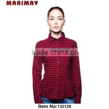 high quality low price woman wear chek shirts, ladies cotton tops designs