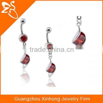 Fashion design stainless steel belly ring high quality body jewelry crystal