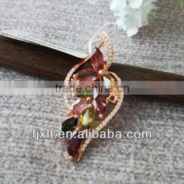 Hot Sale Beautiful Genuine Tourmaline 925 Sterling Silver Pendant Charm