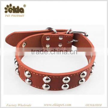 Fashionable Round Metal Ball Free Sample PU Dog Collar Leather