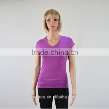 2016 Women's V Neck Pure Color Fitness T-shirts photo-6