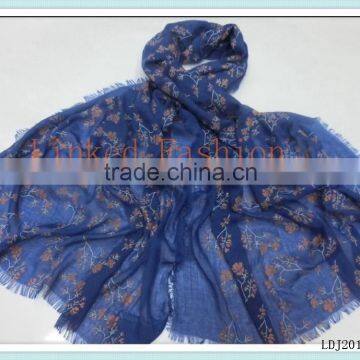 2015 wholesale ployester cotton tree and flower scarf shawl